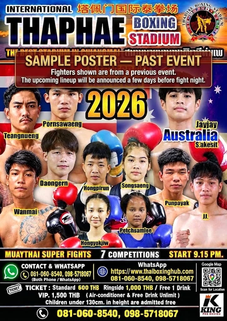 Thaphae Boxing Stadium — Muay Thai — October 30, 2026 fight poster