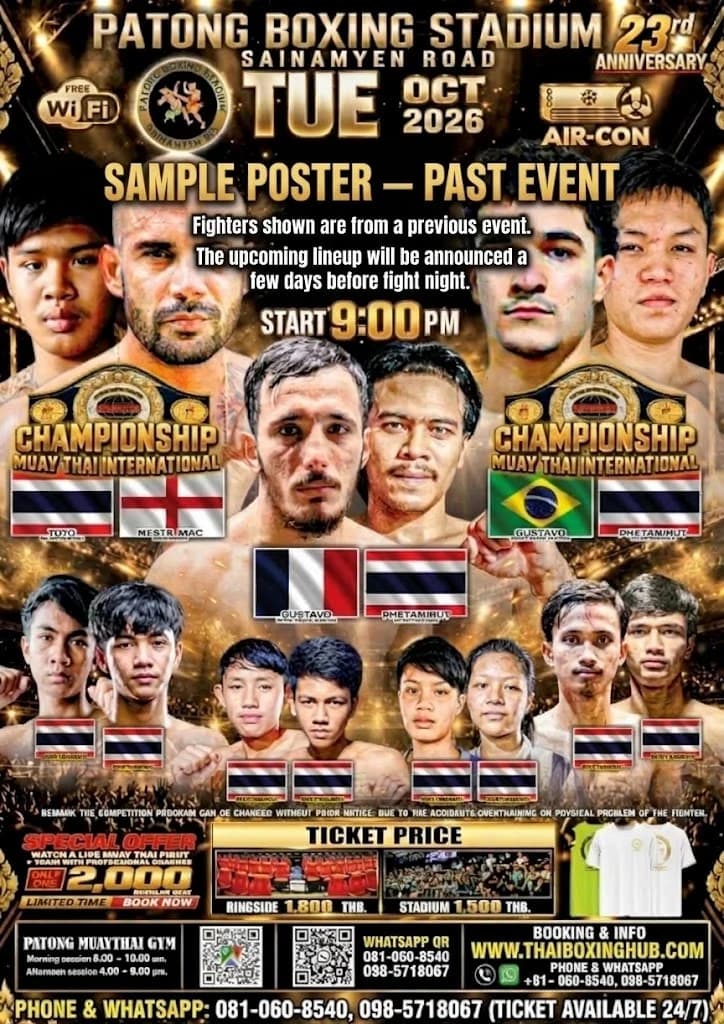 Patong Boxing Stadium — Muay Thai — October 27, 2026 fight poster
