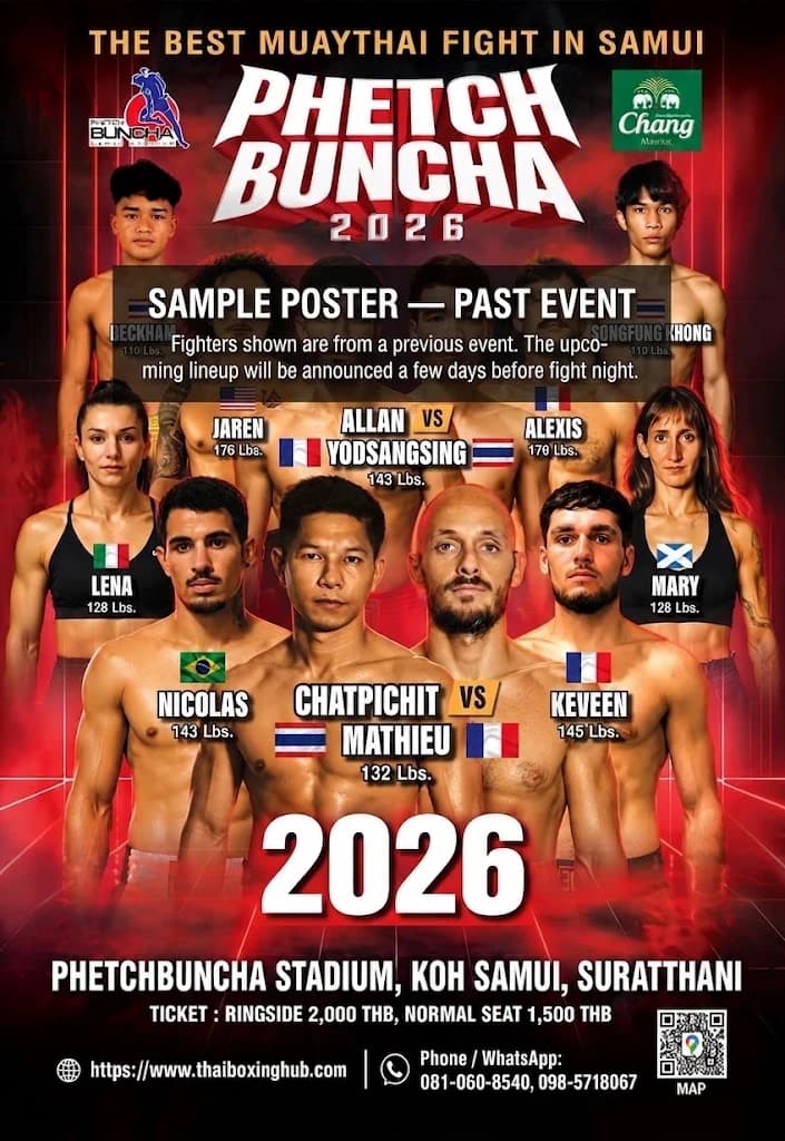 Phetchbuncha Stadium Koh Samui fight poster