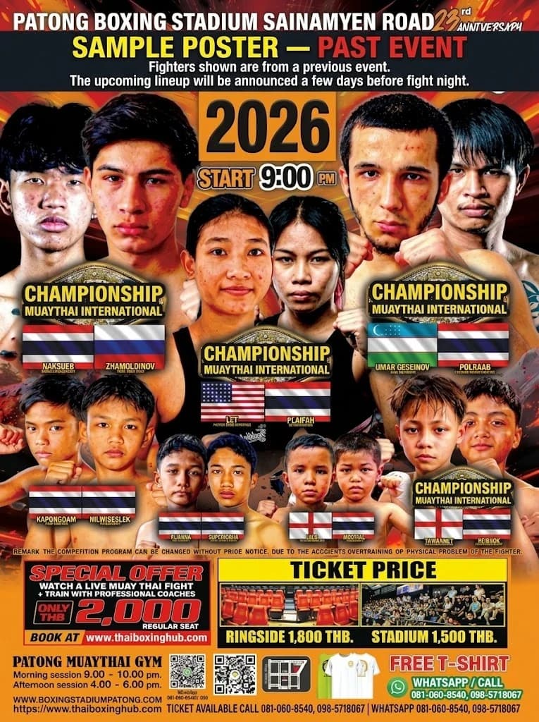 Patong Boxing Stadium — Muay Thai — October 30, 2026 fight poster