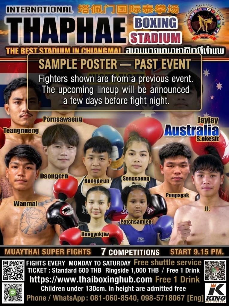 Thaphae Boxing Stadium — Muay Thai — October 27, 2026 fight poster