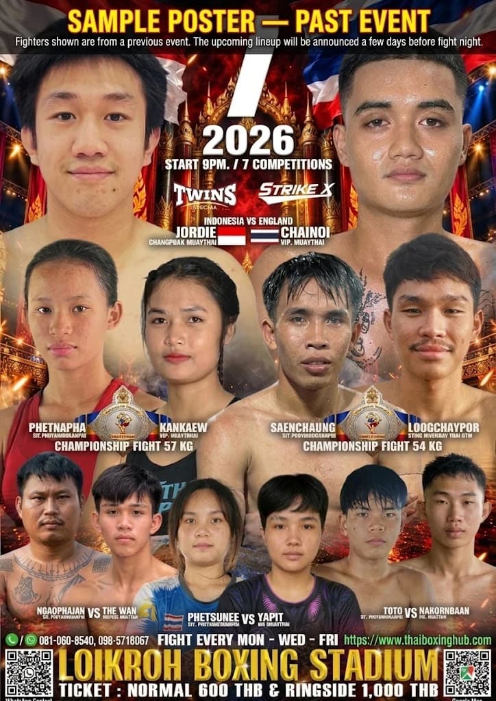 Loi Kroh Boxing Stadium Chiang Mai fight poster