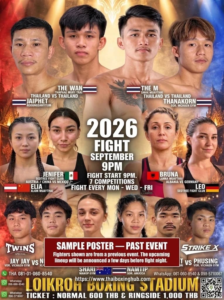 Loi Kroh Boxing Stadium Chiang Mai fight poster