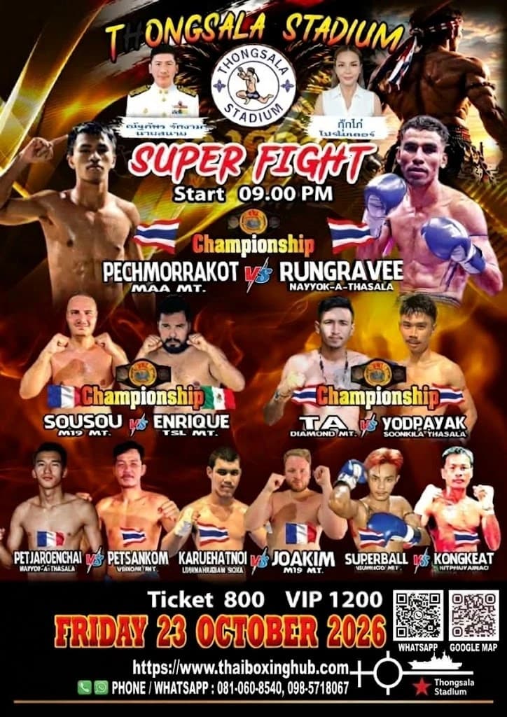 Thongsala — Muay Thai — October 23, 2026 fight poster