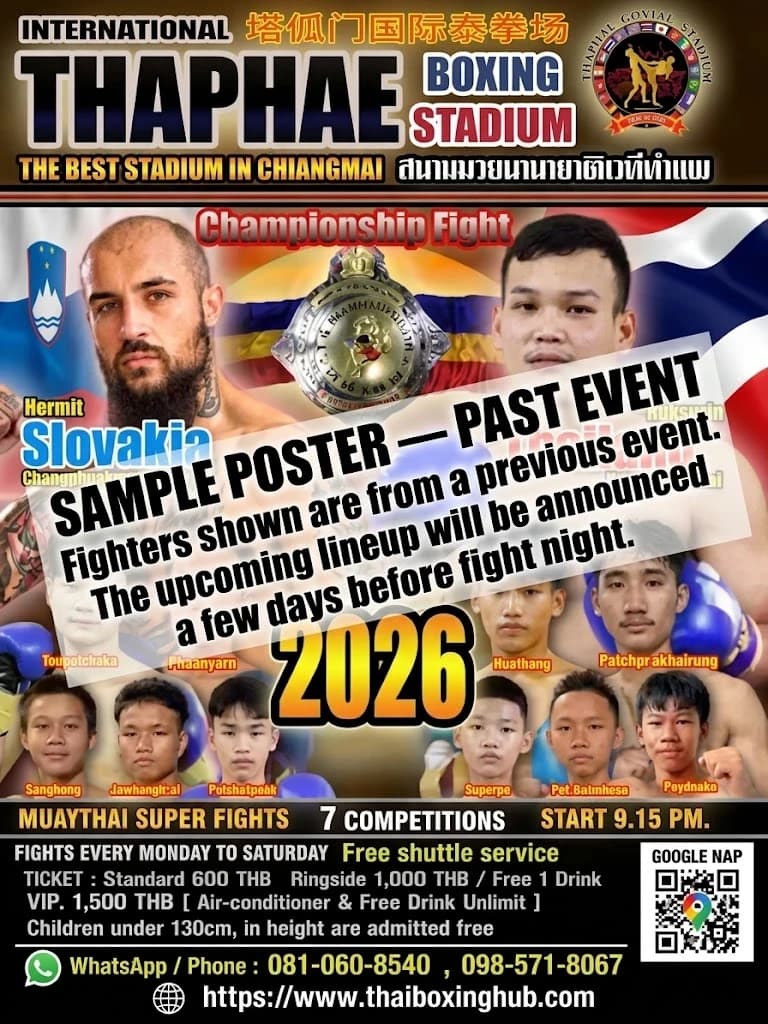 Thaphae Boxing Stadium — Muay Thai — October 24, 2026 fight poster