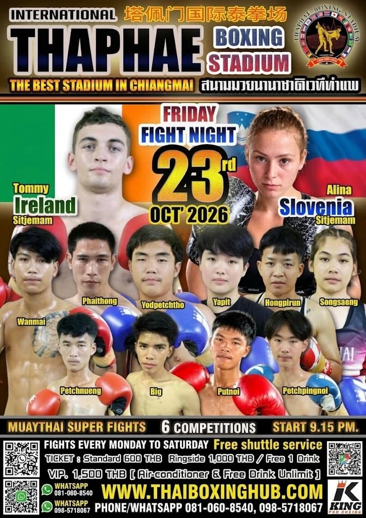 Thaphae Boxing Stadium — Muay Thai — October 23, 2026 fight poster